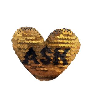 Aplike Ütü İle Yapışan Aşk Yazılı Pullu Sarı Arma 4x4 cm